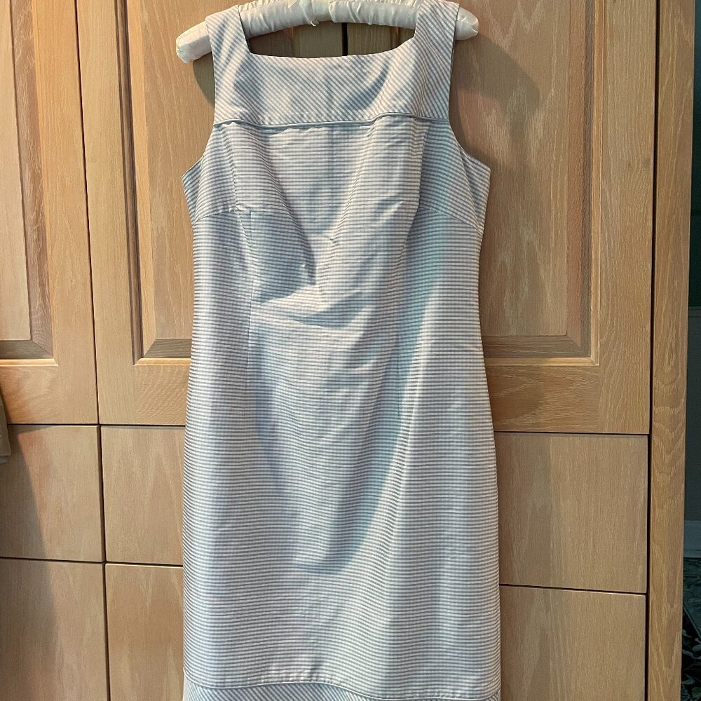 NWT Talbots Light Blue Gingham Silk Duopioni Dress